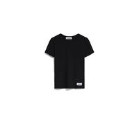 ARMEDANGELS Damen Ripp-T-Shirt KARDAA Regular Fit Bio-Baumwoll-Mix Schwarz L