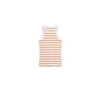 ARMEDANGELS Damen RIPP-Top aus Bio-Baumwoll Mix KANITAA Stripes Fitted White-Light Tangerine L