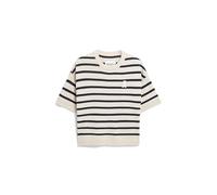 ARMEDANGELS Damen Strickshirt aus Leinen-Mix LIZAA LINO Stripes Relaxed Fit Raw White-Night Sky