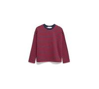 ARMEDANGELS Damen Sweatshirt aus Bio-Baumwolle FRANKAA MAARLEN Stripe Oversized Fit Tinted Navy-Candy Apple Xs