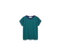 ARMEDANGELS IDAARA STRIPES T-SHIRT - Frauen Loose Fit T-Shirt - mehrfarbig L emerald green-blue noon
