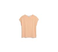ARMEDANGELS Damen T-Shirt aus Bio-Baumwolle ONELIAA Lovely Stripes Loose Fit Oatmilk-Light Tangerine