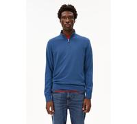 ARMEDANGELS FAABES HALF ZIP KNIT SWEATER - Männer Regular Fit Strickpullover - blau M dark morning