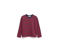ARMEDANGELS Damen Sweatshirt aus Bio-Baumwolle FRANKAA MAARLEN Stripe Oversized Fit Tinted Navy-Candy Apple