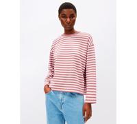 ARMEDANGELS Damen Sweatshirt aus Bio-Baumwolle FRANKAA MAARLEN Stripe Oversized Fit Ice Grape-Dark Berry