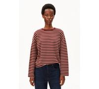 ARMEDANGELS Damen Sweatshirt aus Bio-Baumwolle FRANKAA MAARLEN Stripe Oversized Fit Velvet Red-Honey Reed L