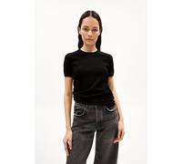 GUILIAA MERINO STRICK T-SHIRT | aus 100% Bio-Merinowolle - schwarz (M)