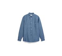CHAMBRAY-LEINEN LANGARMHEMD | Bio-Baumwoll-Mix - blau (L)