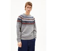 ARMEDANGELS KAALLA FAIR ISLE - Männer Regular Fit Strickpullover - mehrfarbig S silver melange-dusty orange