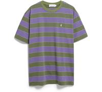 ARMEDANGELS - Maarkos Multi Stripes - T-Shirt, Gr. M, oliv (PungentPurple/FatigueGreen)