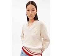 ARMEDANGELS - Women's Iconic Å College Knit Sweater - Pullover, Gr. XS, weiß (Oatmilk/MarsRed)