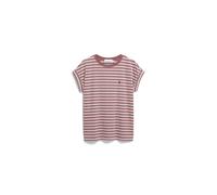 ARMEDANGELS Damen T-Shirt aus Bio-Baumwolle IDAARA Stripes Loose Fit Ice Grape-Dark Berry