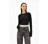 ARMEDANGELS JAALITAA LOGO - Damen Ripp-Longsleeve Slim Fit aus Bio-Baumwoll Mix black XL