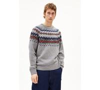 ARMEDANGELS KAALLA FAIR ISLE - Männer Regular Fit Strickpullover - mehrfarbig L silver melange-dusty orange