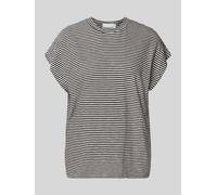 ARMEDANGELS Damen T-Shirt aus Bio-Baumwolle SLUB Jersey Stripe Loose Fit Black-oatmilk XL