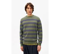 ARMEDANGELS LOUKAA FINE STRIPE Herren Pullover aus Bio-Baumwolle fatigue green-tinted navy XXL