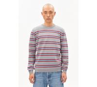 ARMEDANGELS LOUKAA FINE STRIPE Herren Pullover aus Bio-Baumwolle silver melange-mars red XXL