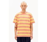 ARMEDANGELS MAARKOS STRIPES Herren T-Shirt aus Bio-Baumwolle sunflower-tabasco red S