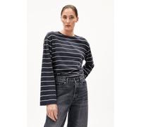 ARMEDANGELS Damen Longsleeve aus Bio-Baumwoll Mix MARYNAA FINE Stripe Loose Fit Dark Steel-oatmilk