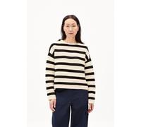 ARMEDANGELS MERINAA STRIPED - Damen Pullover Loose Fit aus Bio-Baumwolle oatmilk-black XL