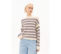 ARMEDANGELS MERINAA STRIPED Damen Strickpullover aus100% Bio-Baumwolle oatmilk-velvet red-soft blue XL