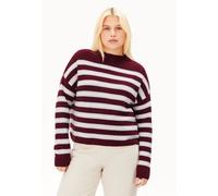 ARMEDANGELS MERINAA STRIPED Damen Strickpullover aus100% Bio-Baumwolle velvet red-soft blue-oatmilk M