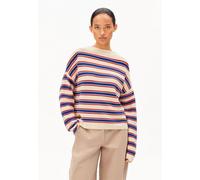 ARMEDANGELS MERINAA STRIPES Damen Strickpullover aus Bio-Baumwolle oatmilk-mars red-dynamo blue M