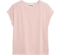ARMEDANGELS Damen T‑Shirt ONELIAA Lovely Stripes Loose Fit Bio‑Baumwolle Oatmilk‑deep Rosalilly L