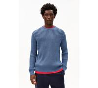 PIGMENT DYE RIPP-STRICKPULLOVER | 100% Bio-Baumwolle - blau (M)