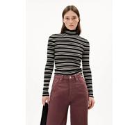 ARMEDANGELS Ripp-Longsleeve Alaania Chiffron Stripe Black Oatmilk M