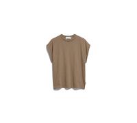 ARMEDANGELS Damen T‑Shirt Slub Jersey Stripe aus Bio‑Baumwolle Braun (SandStone/DriedPalm) Größe L