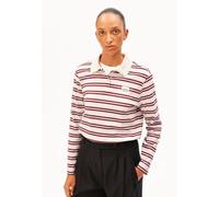 ARMEDANGELS STRIPE POLO Damen Longsleeve Polo aus Bio-Baumwolle undyed-velvet red-soft blue M