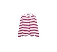 ARMEDANGELS Damen Longsleeve aus Bio-Baumwolle Stripe Polo Loose Fit Light Oatmilk-Mars Red-Dynamo Blue S