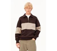 armedangels Gestreiftes Troyer-Sweatshirt – 100% Bio-Baumwolle – Braun XL