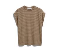 ARMEDANGELS Damen T-Shirt aus Bio-Baumwolle SLUB Jersey Stripe Loose Fit Sand Stone-Dried Palm M