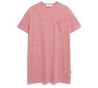 Damen Jerseykleid aus Bio-Baumwolle CHAARA Lovely Stripes Loose Fit Oatmilk-Coral Blush