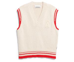 ARMEDANGELS - Women's Iconic Å College Knit Vest - Pullover, Gr. L, weiß (Oatmilk/MarsRed)