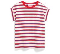 ARMEDANGELS - Women's Idaara Stripes - T-Shirt, Gr. L, rosa (LightOatmilk/MarsRed/DynamoBlue)
