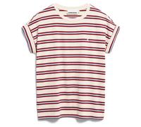ARMEDANGELS - Women's Idaara Stripes - T-Shirt, Gr. M, rosa (Undyed/VelvetRed/SoftBlue)