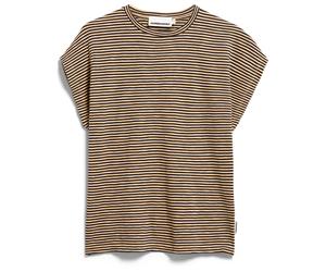 ARMEDANGELS - Women's Slub Jersey Stripe - T-Shirt, Gr. XXL, braun/beige (TintedNavy/GoldenHay)
