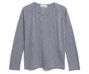 ARMEDANGELS - Women's Xianaa Lovely Stripes - Longsleeve, Gr. L, grau (Oatmilk/BlueNoon)