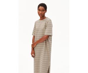ARMEDANGELS XELINAA FINE STRIPE Damen Heavyweight Jerseykleid aus recyceltem Baumwoll Mix seal grey-undyed S