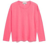 ARMEDANGELS Damen Longsleeve aus Bio-Baumwolle XIANAA Stripes Loose Fit Pink Mist-Mars Red Xs