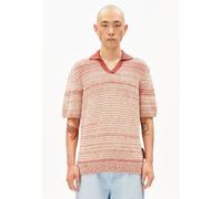ARMEDANGELS - Yarnmix Knit - Polo-Shirt, Gr. L, rosa/beige (TabascoRed/Oatmilk/Sunflower)