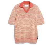 ARMEDANGELS - Yarnmix Knit - Polo-Shirt, Gr. S, rosa/beige (TabascoRed/Oatmilk/Sunflower)