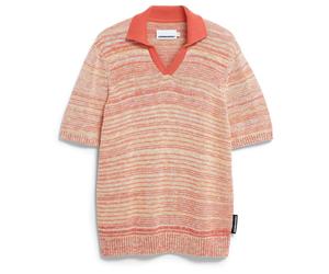 ARMEDANGELS - Yarnmix Knit - Polo-Shirt, Gr. XXL, rosa/beige (TabascoRed/Oatmilk/Sunflower)