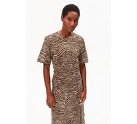 ZEBRA MUSTER JERSEY-MIDI-KLEID | Bio-Baumwoll Mix - beige (L)