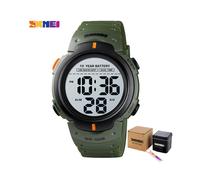 (Armeegrün) SKMEI Sport Fitness Uhren Herren Digital 100M wasserdichte Armbanduhr Männer 2 Zeit 10 Jahre