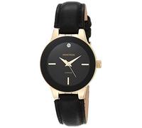 Armitron Women's Genuine Diamond Dial Leather Strap Watch, 75/5410 Black/Gold