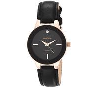 Armitron Women's Genuine Diamond Dial Leather Strap Watch, 75/5410 Black/Rose Gold
